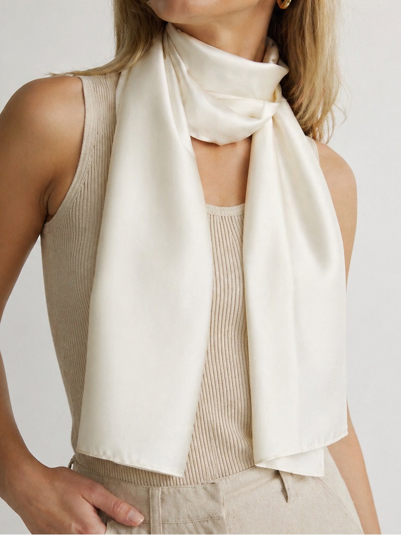 Wintersilks Cream Satin Scarf